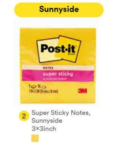 Contoh Alat Perlengkapan Kantor merk 3M Post-it , Gambar Produk 3M Post-it 654-1SS3Y Super Sticky Note Sunny Side 76x76mm 90 Sheets harga 15800 di Toko Peralatan Sekolah Murah