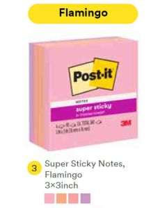 Contoh Alat Perlengkapan Kantor merk 3M Post-it , Gambar Produk 3M Post-it 654-4SSFLA Super Sticky Note Flamingo 76x76mm 360 Sheets harga 50700 di Toko Peralatan Sekolah Murah