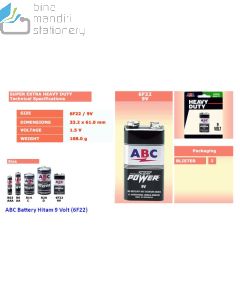 ABC Battery Baterai Carbon Zinc Super Power Hitam 9 Volt 6F22