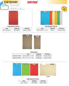 Joyko CLB-61 CLB-63 CLB-64 CLB-65 CLB-66 ClipBoard Papan Plastik Alas Menulis Luar Ruangan Sekolah dan Pabrik