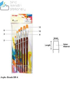 Gambar Kuas Lukis Cat Air Cat Minyak Akrilik Set Flat Joyko Brush BR-4 (Flat) merek Joyko